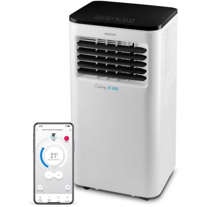 Sencor - Интелигентен мобилен климатик 3в1 включен пълен к-кт аксесоари 1050W/230V 10000 BTU Wi-Fi + дистанционно управление