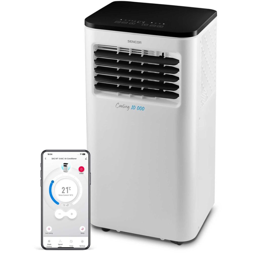 Sencor - Интелигентен мобилен климатик 3в1 включен пълен к-кт аксесоари 1050W/230V 10000 BTU Wi-Fi + дистанционно управление