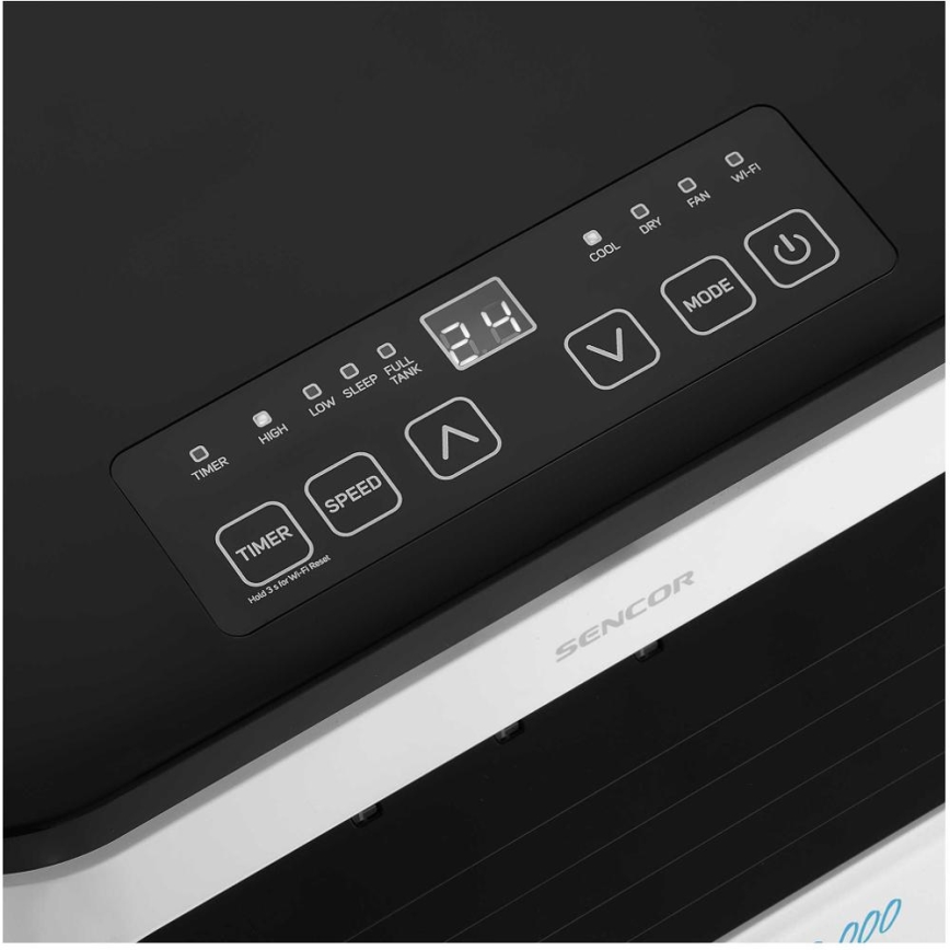 Sencor - Интелигентен мобилен климатик 3в1 включен пълен к-кт аксесоари 1050W/230V 10000 BTU Wi-Fi + дистанционно управление
