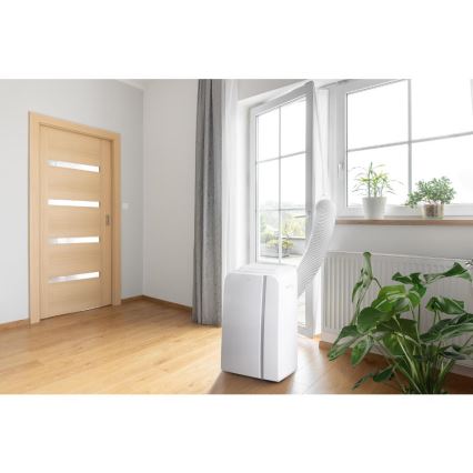 Sencor - Интелигентен мобилен климатик 3в1 включен пълен к-кт аксесоари 1450W/230V 12000 BTU Wi-Fi бял + дистанционно управление