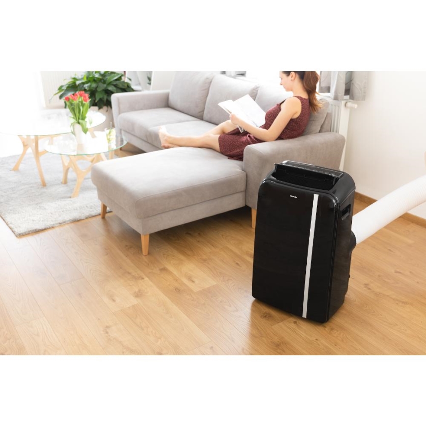 Sencor - Интелигентен мобилен климатик 3в1 включен пълен к-кт аксесоари 1450W/230V 12000 BTU Wi-Fi черен + дистанционно управление