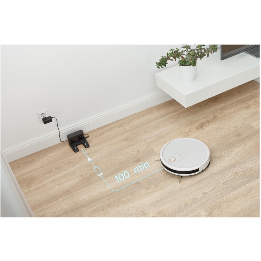 Sencor - Интелигентна прахосмукачка робот с моп 2в1 28W/2600 mAh Wi-Fi бял + дистанционно управление