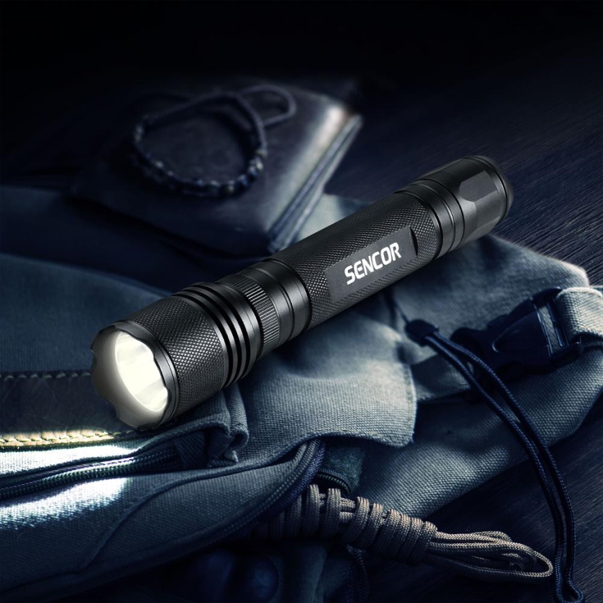 Sencor - LED Алуминиево фенерче LED/5W/6xAAA IP44 черен