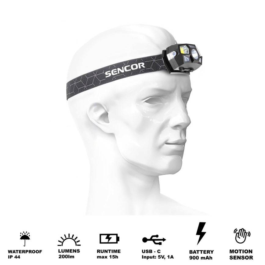 Sencor - LED Акумулаторен челник LED/3W/900 mAh IP44