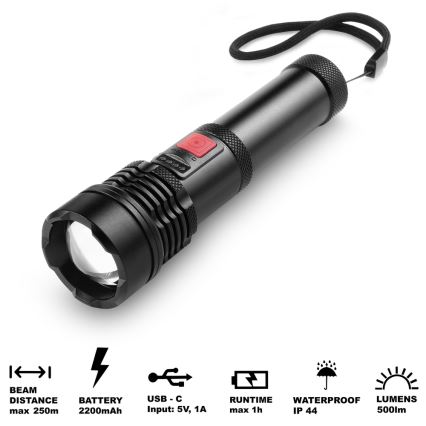 Sencor - LED Акумулаторно алуминиево фенерче LED/5W/2200 mAh IP44
