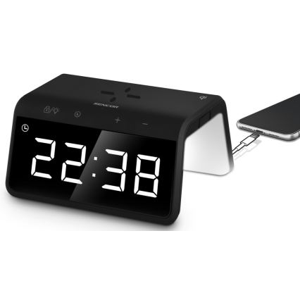 Sencor - LED RGB Будилник с безжично зареждане 10W/1xCR2032