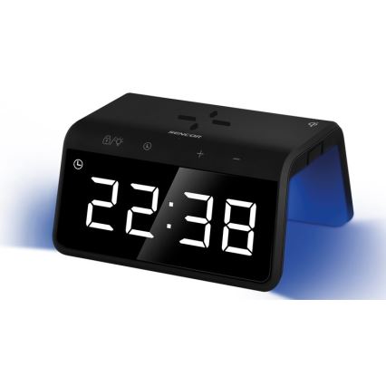 Sencor - LED RGB Будилник с безжично зареждане 10W/1xCR2032