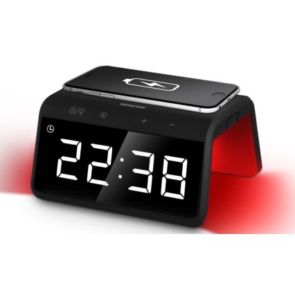Sencor - LED RGB Будилник с безжично зареждане 10W/1xCR2032