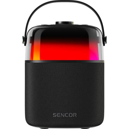 Sencor - LED RGB Високоговорител с безжични микрофони 35W 8000 mAh + 2x 1800 mAh IPX5 черен