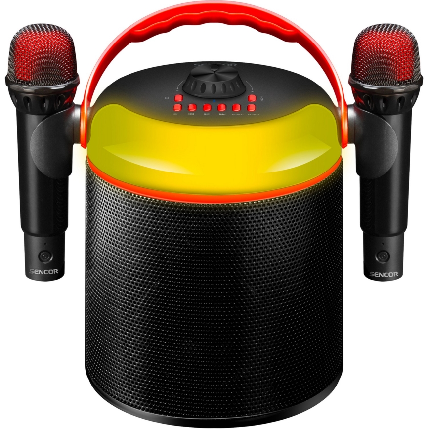 Sencor - LED Високоговорител с безжични микрофони 4000 mAh + 2x 1200 mAh