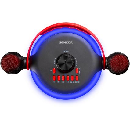 Sencor - LED Високоговорител с безжични микрофони 4000 mAh + 2x 1200 mAh