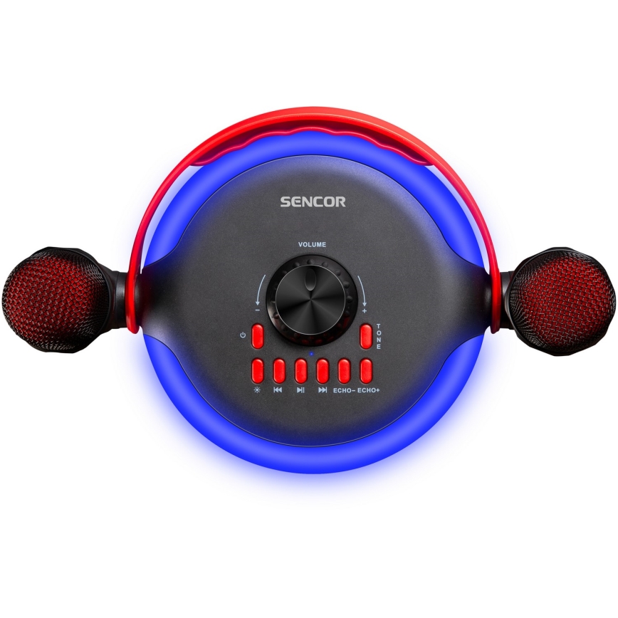 Sencor - LED Високоговорител с безжични микрофони 4000 mAh + 2x 1200 mAh