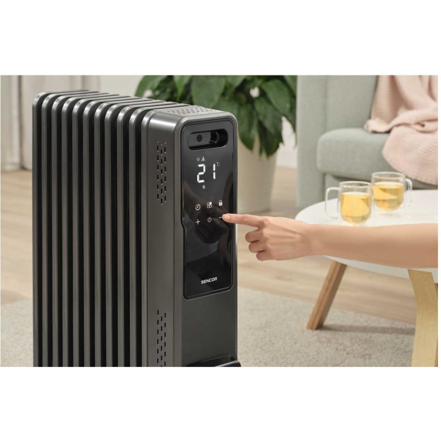 Sencor - Маслен радиатор с 11 ламели 1000/1200/2400W/230V Wi-Fi черен