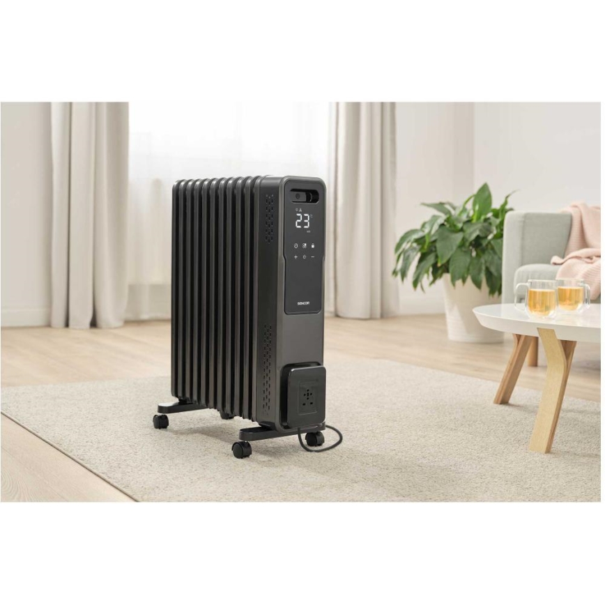 Sencor - Маслен радиатор с 11 ламели 1000/1200/2400W/230V Wi-Fi черен