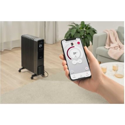 Sencor - Маслен радиатор с 11 ламели 1000/1200/2400W/230V Wi-Fi черен