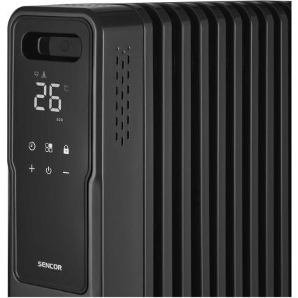 Sencor - Маслен радиатор с 11 ламели 1000/1200/2400W/230V Wi-Fi черен
