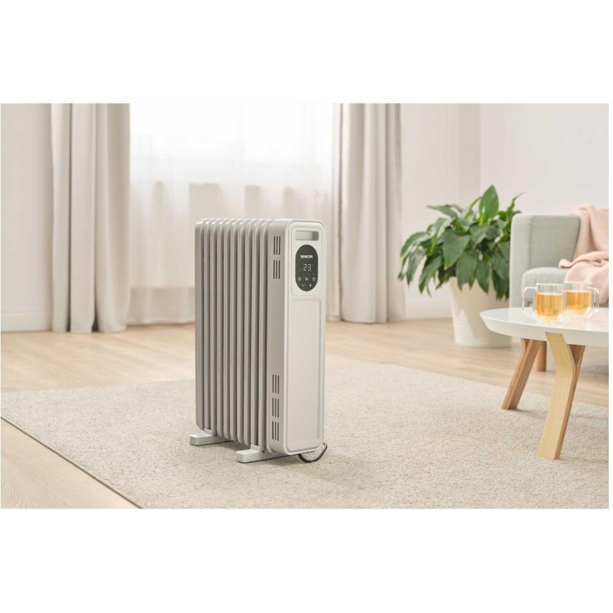 Sencor - Маслен радиатор с 11 ребра 1000/2300W/230V бял + дистанционно управление