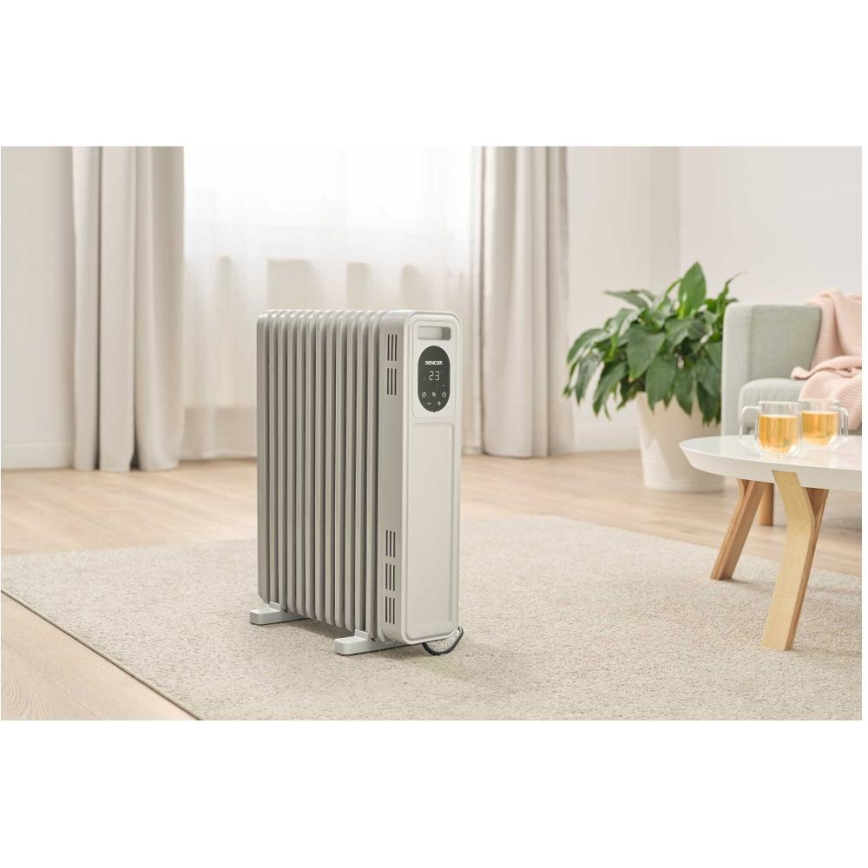 Sencor - Маслен радиатор с 13 ребра 1000/2500W/230V бял + дистанционно управление