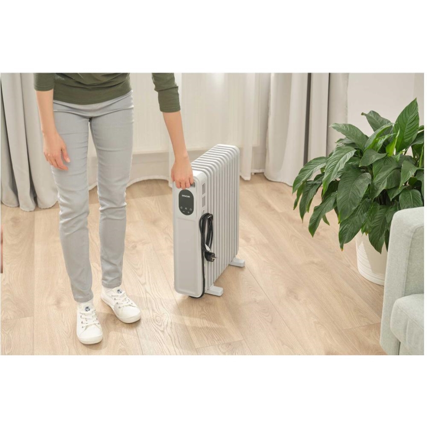 Sencor - Маслен радиатор с 13 ребра 1000/2500W/230V бял + дистанционно управление