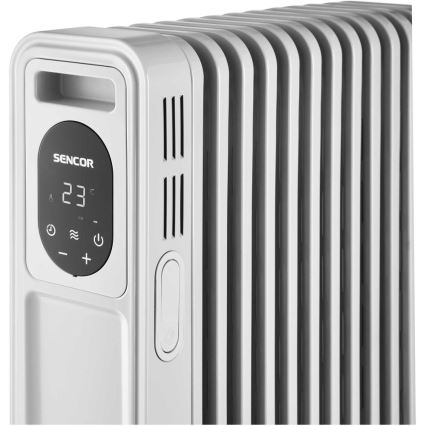 Sencor - Маслен радиатор с 13 ребра 1000/2500W/230V бял + дистанционно управление