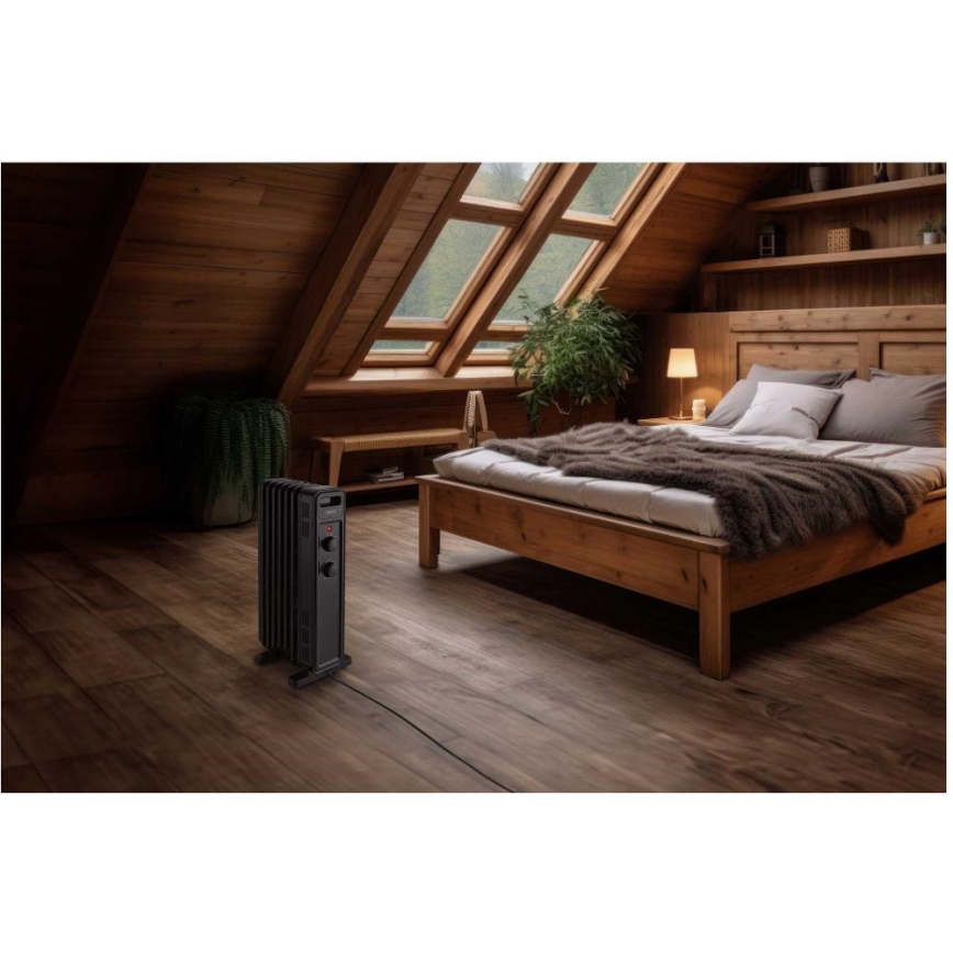 Sencor - Маслен радиатор с 7 ребра 600/900/1500W/230V черен