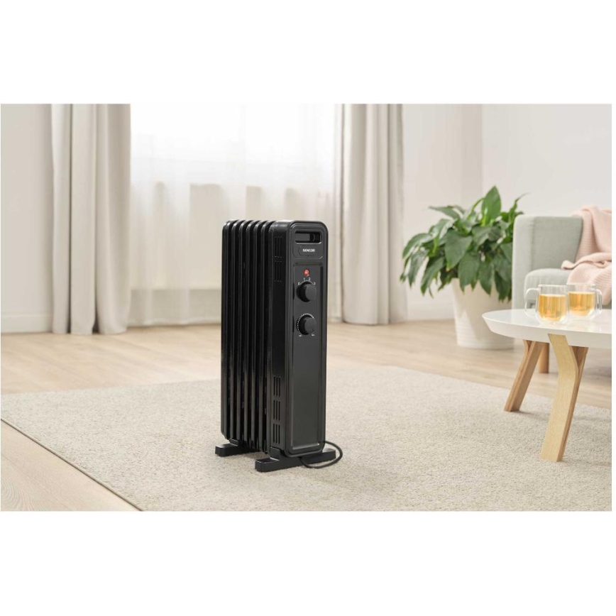Sencor - Маслен радиатор с 7 секции 600/900/1500W/230V черен