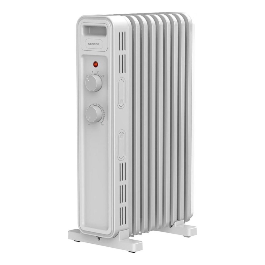 Sencor - Маслен радиатор с 9 ребра 800/1200/2000W/230V бял