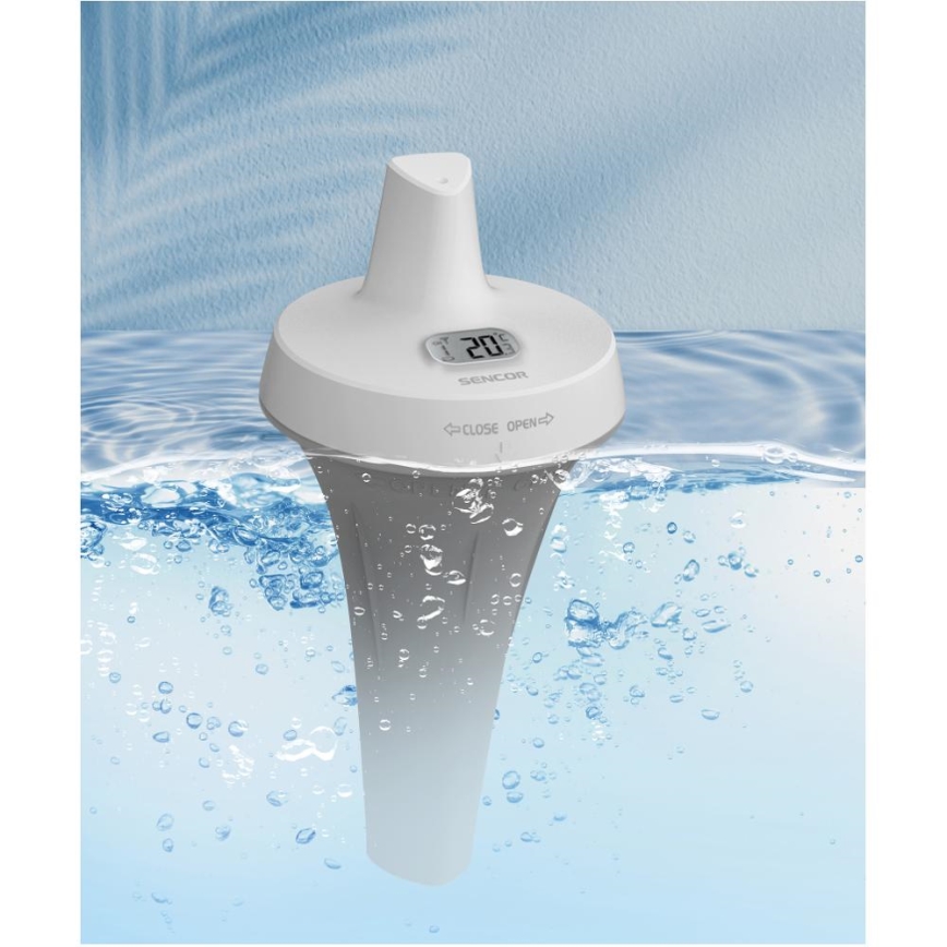 Sencor - Метеорологична станция с безжичен плаващ сензор за басейн 2xAA + 2xAA IPX7