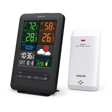 Sencor - Метеорологична станция с цветен LCD дисплей 5V/1xCR2032 + 2xAA