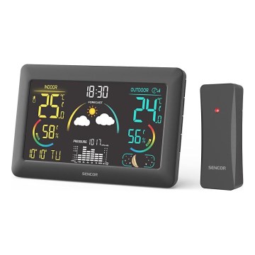 Sencor - Метеорологична станция с цветен LCD дисплей и будилник 5V 3xAA + 2xAA