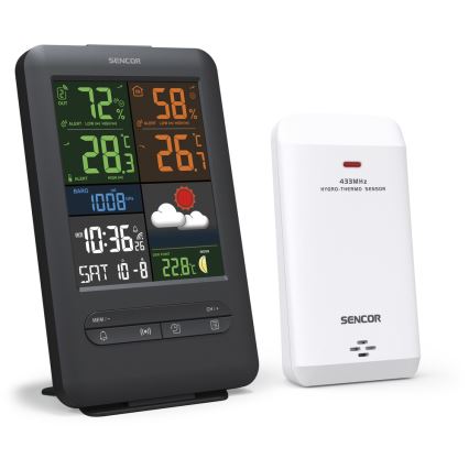 Sencor - Метеорологична станция с цветен LCD дисплей 5V/1xCR2032 + 2xAA