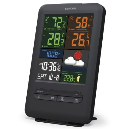 Sencor - Метеорологична станция с цветен LCD дисплей 5V/1xCR2032 + 2xAA