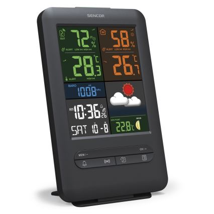Sencor - Метеорологична станция с цветен LCD дисплей 5V/1xCR2032 + 2xAA