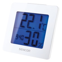 Sencor - Метеорологична станция с LCD дисплей и будилник 1xAA бяла
