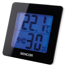 Sencor - Метеорологична станция с LCD дисплей и будилник 1xAA черна