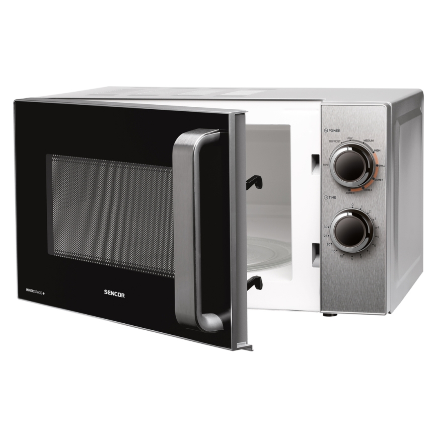 Sencor - Микровълнова фурна с функция грил 700W/900W/230V 17 л неръждаема стомана