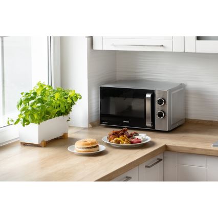 Sencor - Микровълнова фурна с функция грил 700W/900W/230V 17 л неръждаема стомана