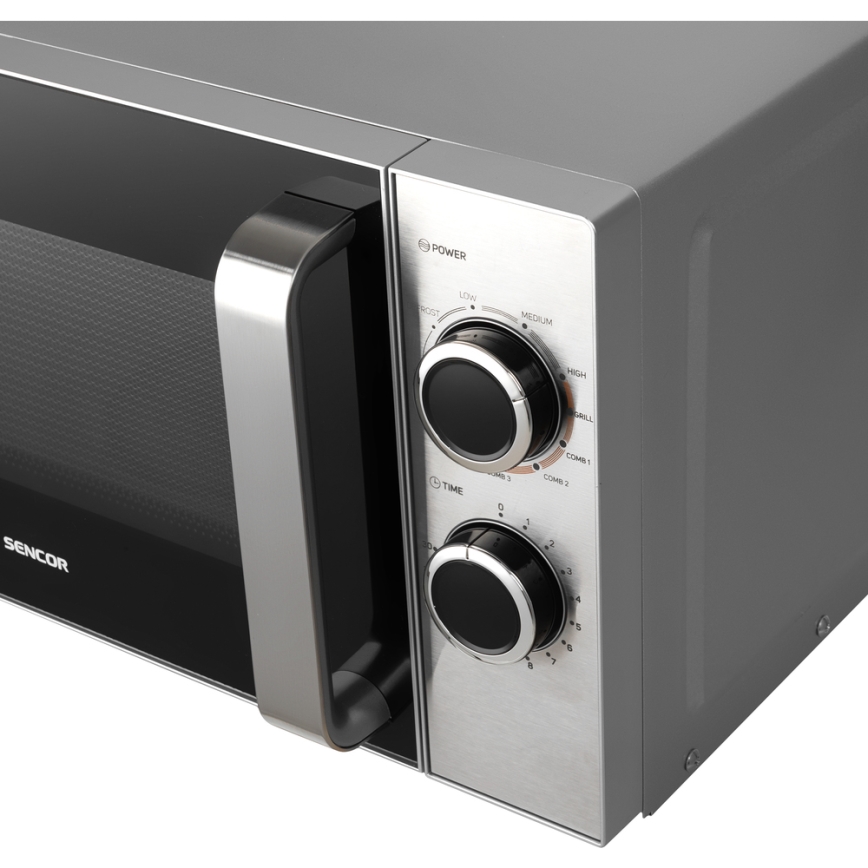 Sencor - Микровълнова фурна с функция грил 700W/900W/230V 17 л неръждаема стомана