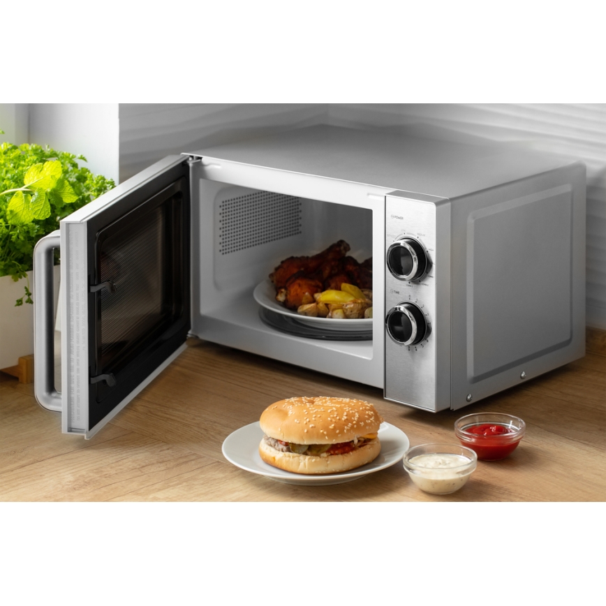 Sencor - Микровълнова фурна с функция грил 700W/900W/230V 17 л неръждаема стомана