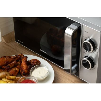 Sencor - Микровълнова фурна с функция грил 700W/900W/230V 17 л неръждаема стомана