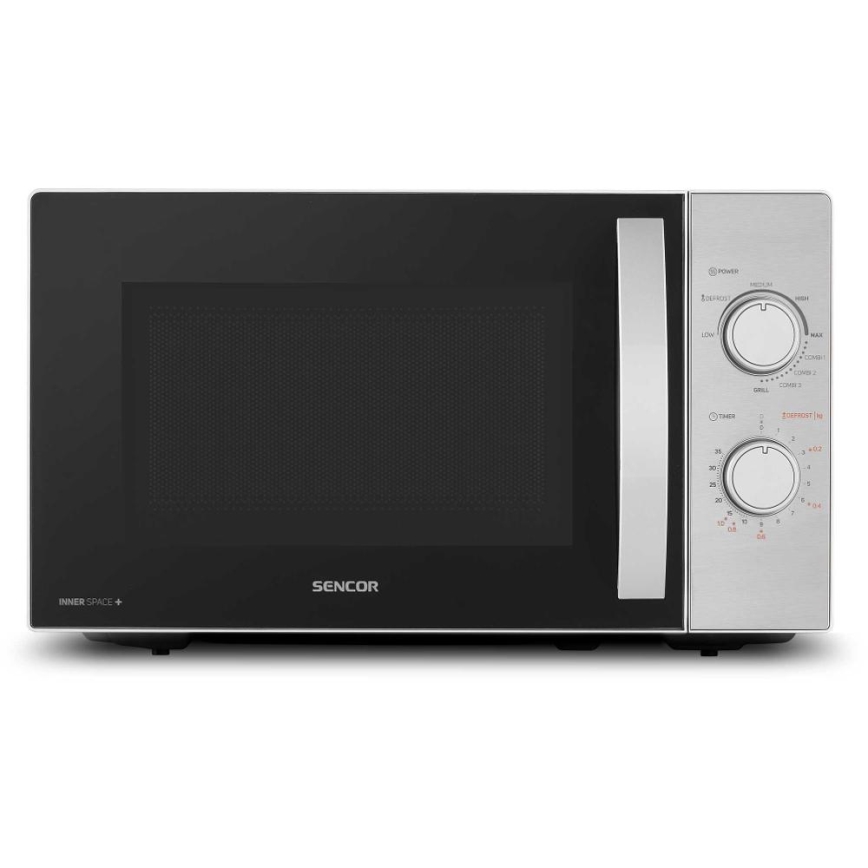 Sencor - Микровълнова фурна с грил функция 700W/1000W/230V 20 л матов хром