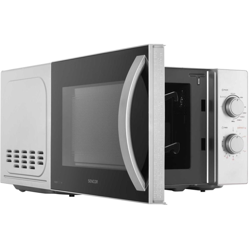 Sencor - Микровълнова фурна с грил функция 700W/1000W/230V 20 л матов хром