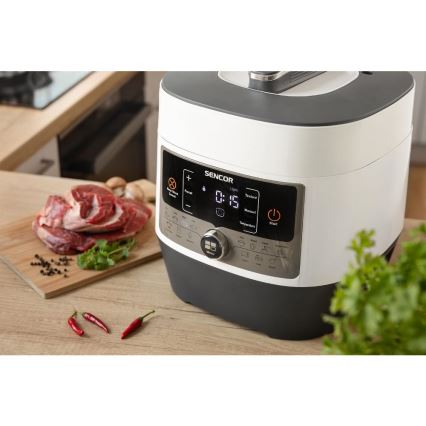 Sencor - Многофункционална електрическа тенджера под налягане 5,5 l 1000W/230V бял/черен