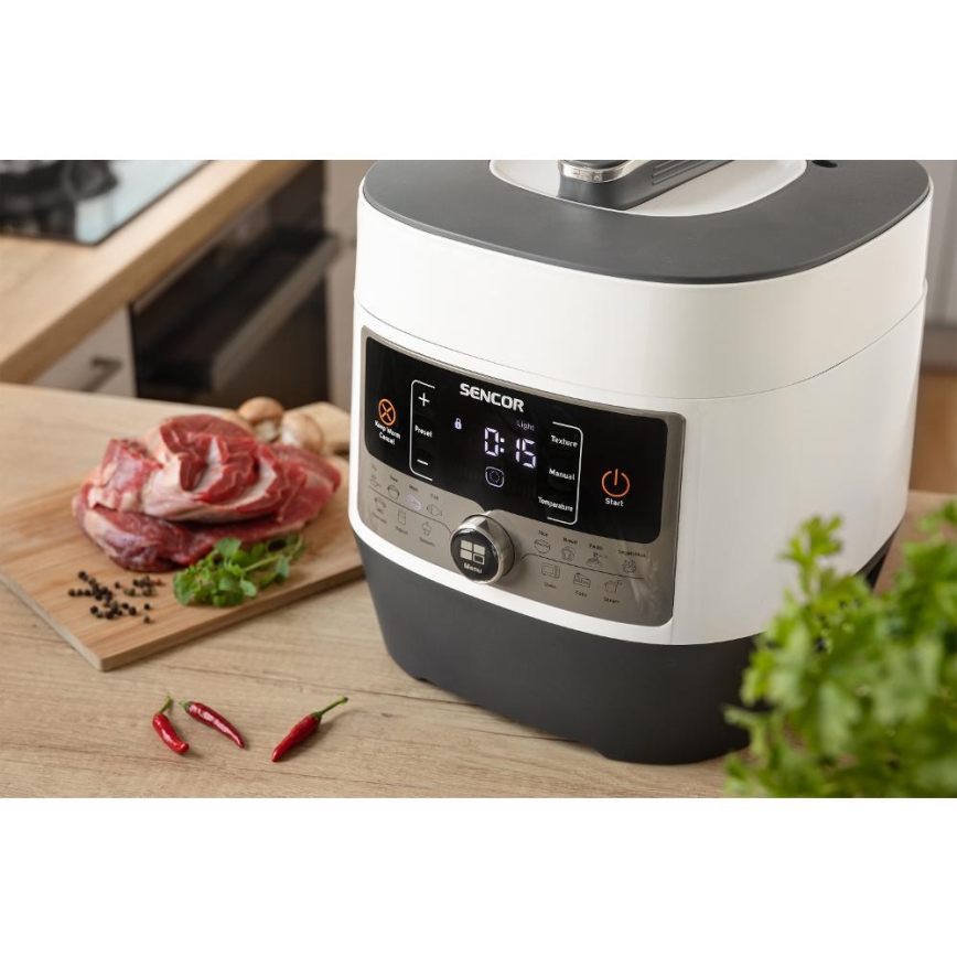 Sencor - Многофункционална електрическа тенджера под налягане 5,5 l 1000W/230V бял/черен