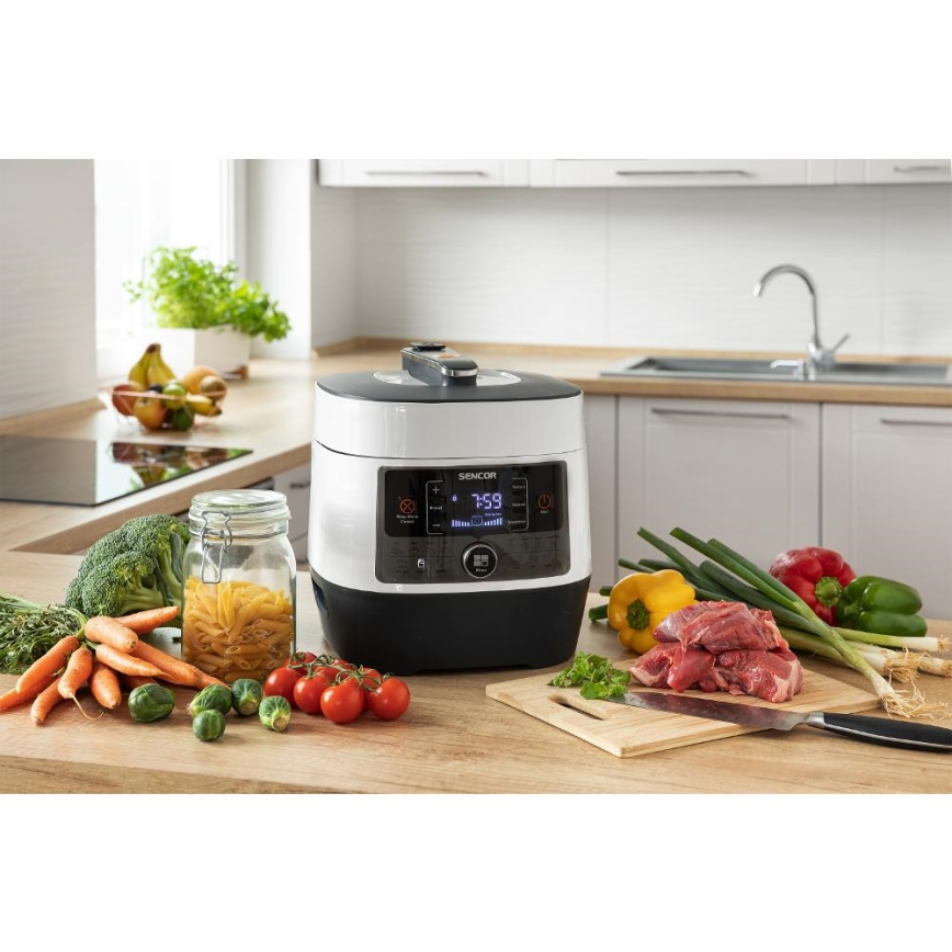 Sencor - Многофункционална електрическа тенджера под налягане 5,5 l 1000W/230V бял/черен