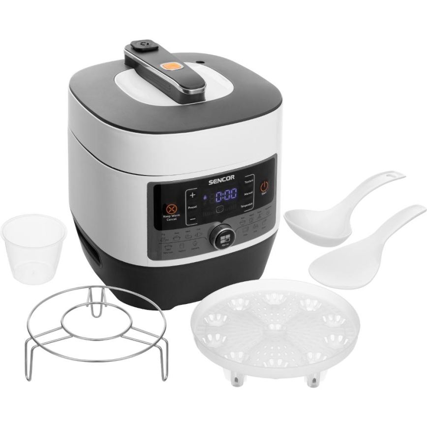 Sencor - Многофункционална електрическа тенджера под налягане 5,5 l 1000W/230V бял/черен