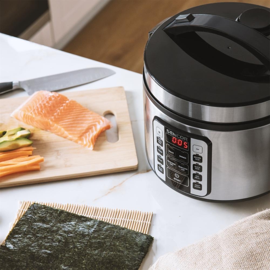 Sencor - Мултифункционален оризовар 700W/230V 1,5 l неръждаема стомана/черен