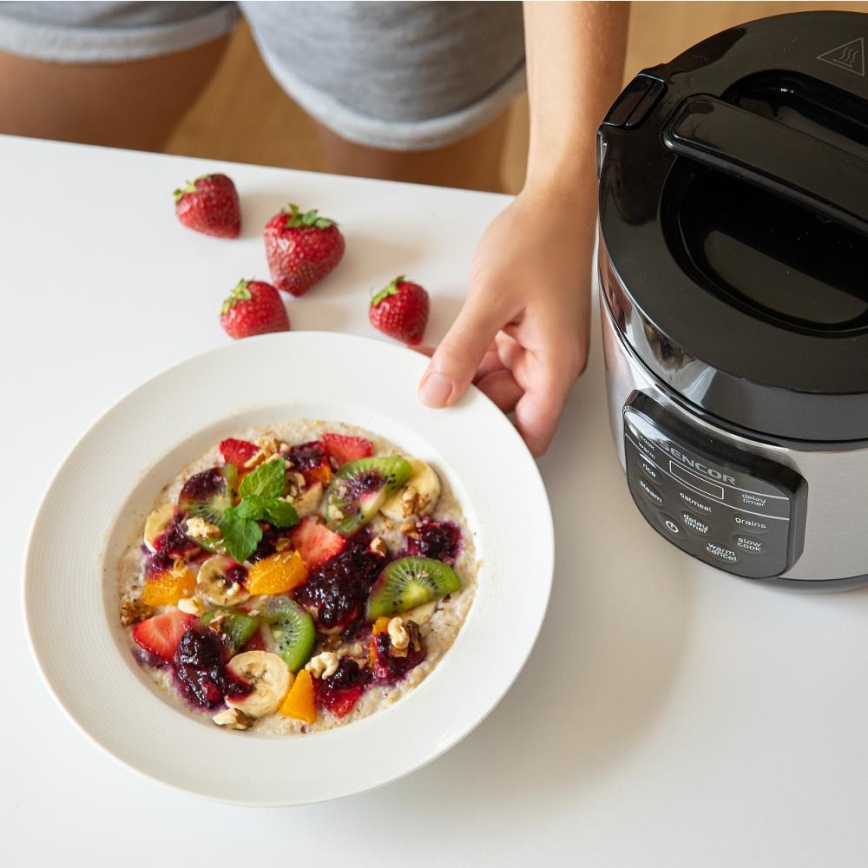 Sencor - Мултифункционална оризоварка 350W/230V 0,6 л неръждаема/черна