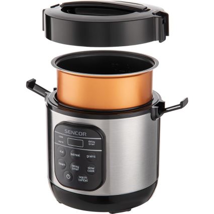 Sencor - Мултифункционална оризоварка 350W/230V 0,6 л неръждаема/черна