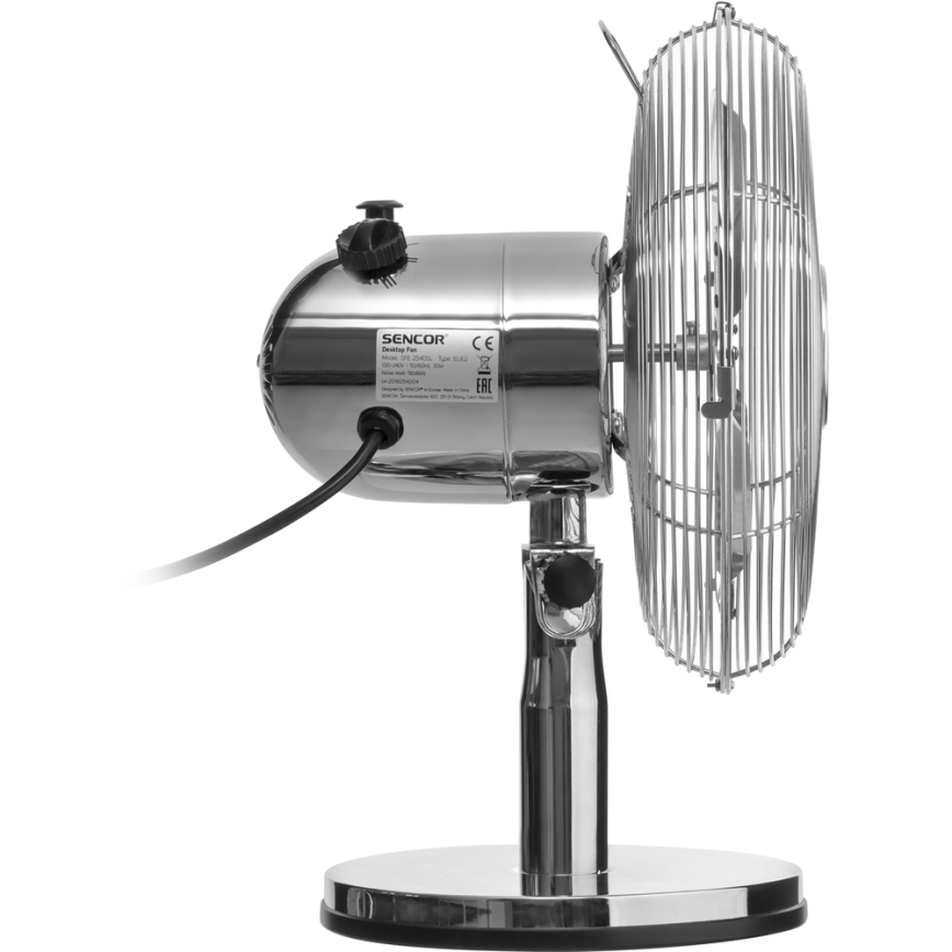 Sencor - Настолен вентилатор 30W/230V лъскав хром